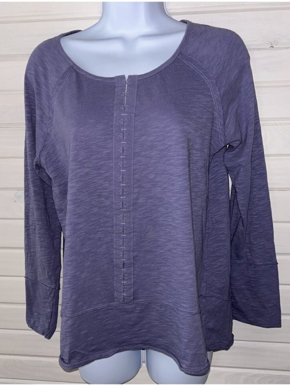 Soft Surroundings Sz PETITES XS PXS Purple Slub Knit Pullover Tunic Cotton EUC